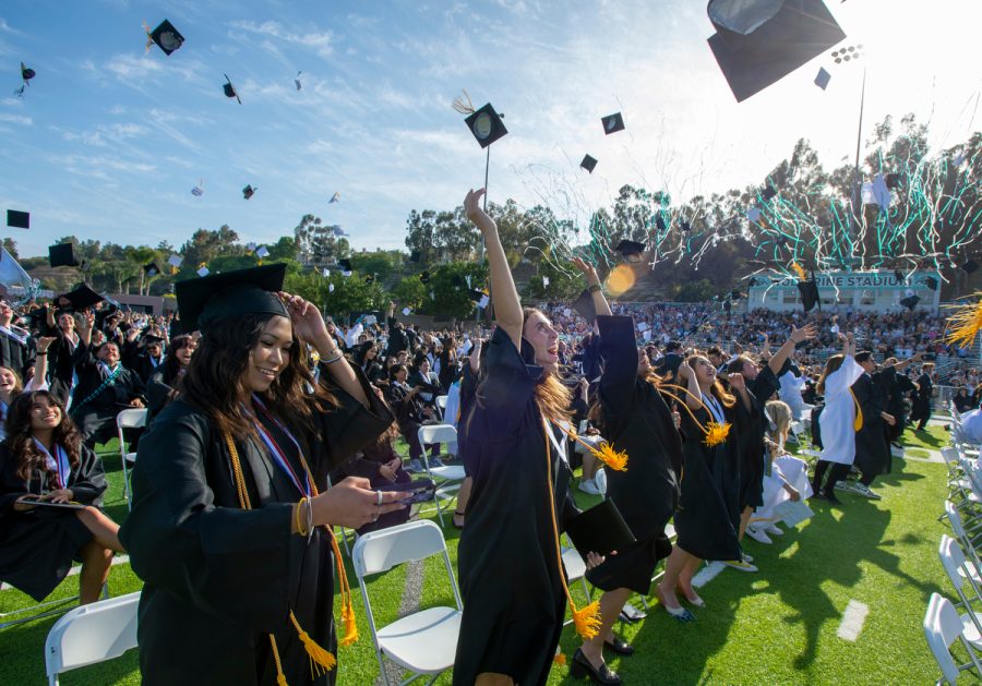 Graduates family, friends and staff participate in Aliso Niguel High’s graduation ceremonies at Wolverine Stadium, in Aliso Niguel on Thursday, June 2, 2022. 
(Photo by Michael Goulding)