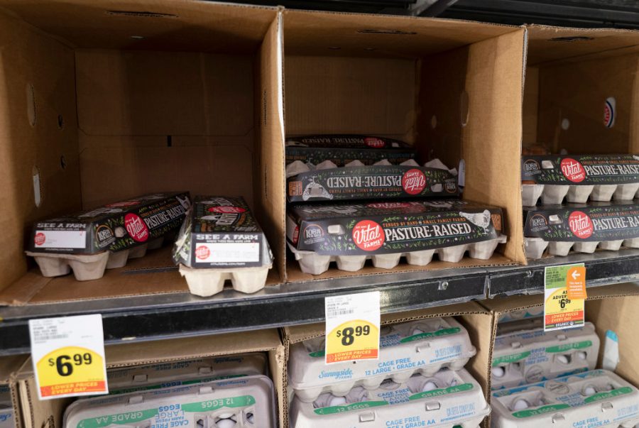 MILLBRAE, CALIFORNIA - JANUARY 07: Eggs are displayed for sale at a supermarket on January 7, 2023 in Millbrae, California. (Photo by Liu Guanguan/China News Service/VCG via Getty Images)
