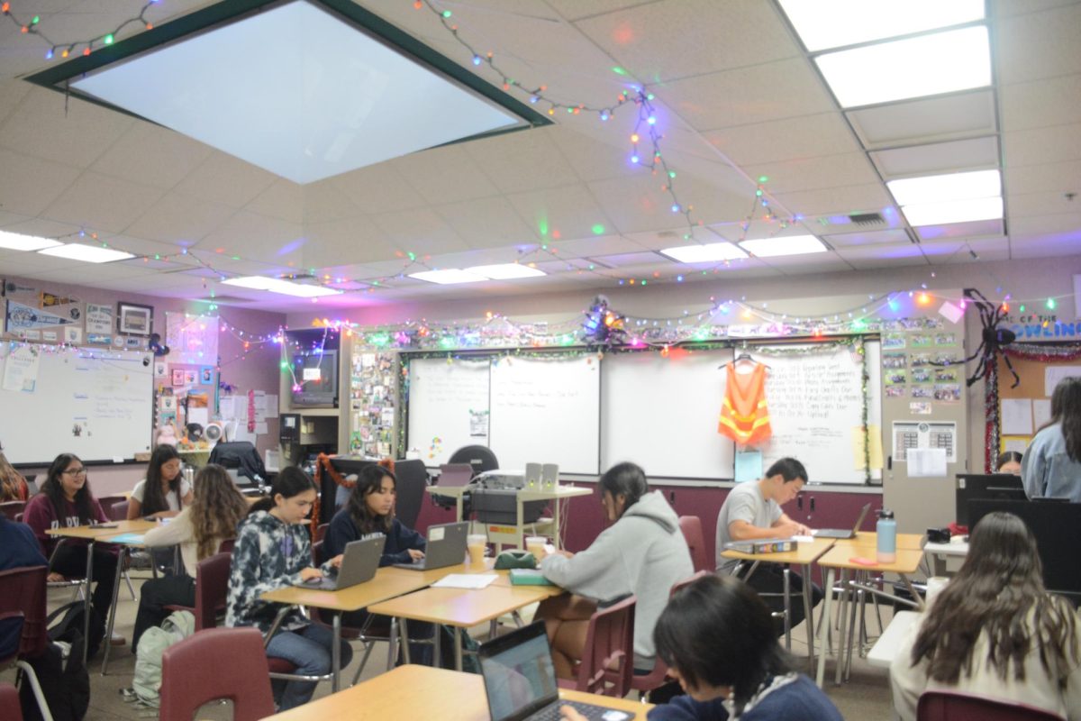 Mrs. Alvarez's classroom is ready for Halloween. 