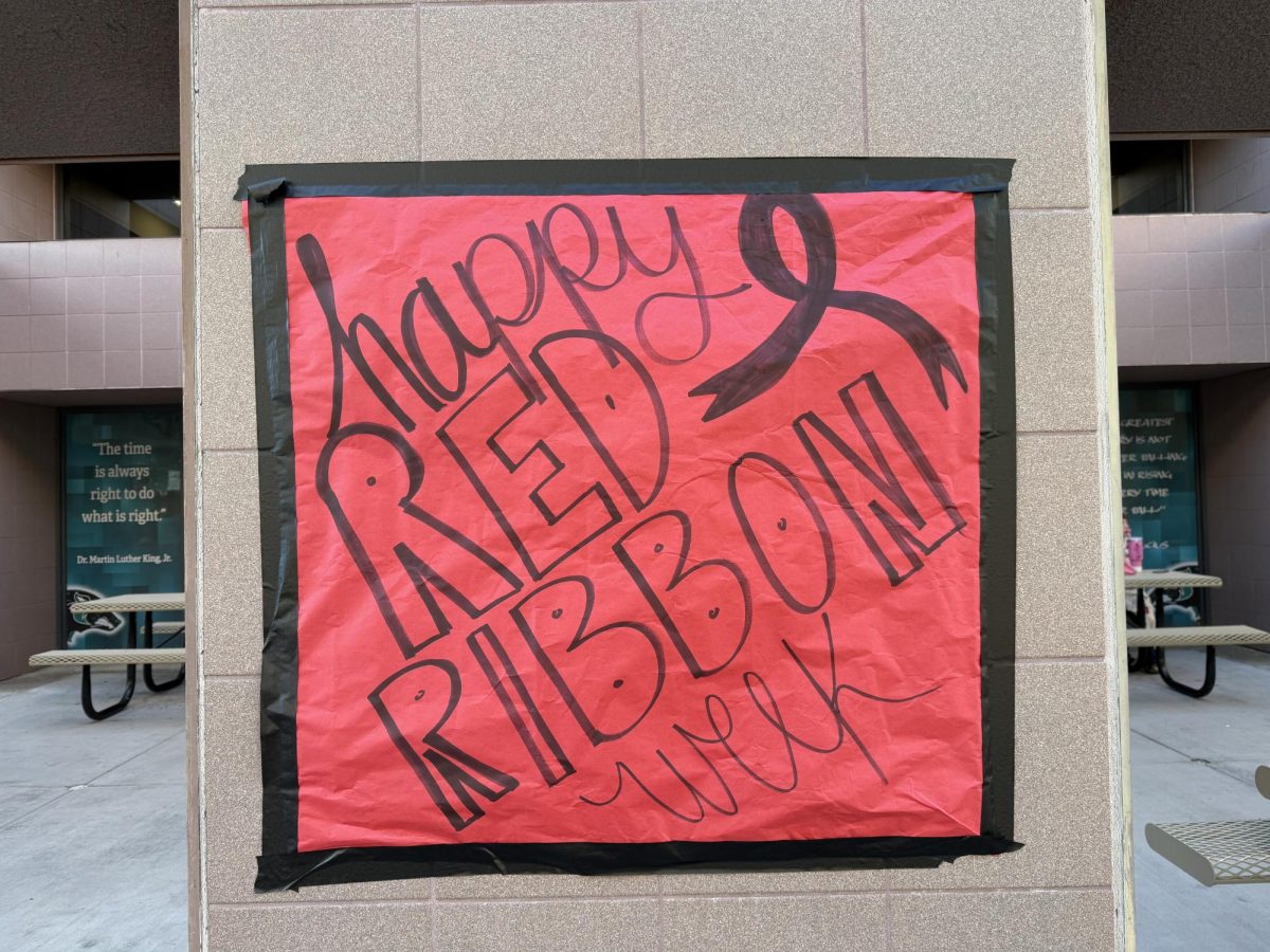 Red Ribbon week poster seen around campus